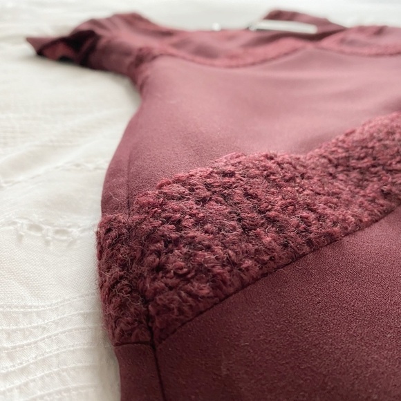 NWT RAOUL GARNET MARIELLE BURGUNDY WOOL BLEND TEXTURED CONTOURED MIDI DRESS - 6 - Picture 8 of 10